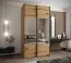 Kleiderschrank / Schiebetürenschrank | 2 Kleiderstangen | 2 Schiebetüren | Soft-Close | Spiegel | 245,5 x 130 x 64 cm | Farbe: Eiche Artisan | 6 Fächer