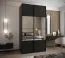 Kleiderschrank / Schiebetürenschrank | 245,5 x 130 x 64 cm | 6 Fächer | 2 Kleiderstangen | 2 Schiebetüren | Spiegel | Soft-Close | Farbe: Schwarz