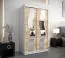 Schiebetürenschrank / Kleiderschrank Hacho 02 mit Spiegel, Farbe: Weiß matt / Eiche Sonoma - Abmessungen: 200 x 120 x 62 cm ( H x B x T)