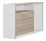 Kommode Cerdanyola 10, Farbe: Eiche / Weiß - Abmessungen: 91 x 148 x 40 cm (H x B x T)