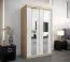 Schiebetürenschrank / Kleiderschrank Polos 02 mit Spiegel, Farbe: Eiche Sonoma / Weiß matt - Abmessungen: 200 x 120 x 62 cm (H x B x T)