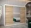 250 cm breiter Kleiderschrank mit 10 Fächern und 3 Türen | Farbe: Sonoma Eiche / Weiß Abbildung
