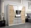 200 cm breiter Kleiderschrank mit 10 Fächern und 2 Türen | Farbe: Sonoma Eiche / Weiß Abbildung