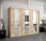 250 cm breiter Kleiderschrank mit 3 Türen | 10 Fächer | Farbe: Sonoma Eiche Abbildung