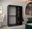 150 cm breiter Schiebetürenschrank mit 2 Türen | 5 Fächer | 2 Kleiderstangen | Farbe: Weiß / Schwarz Abbildung