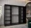250 cm breiter Schiebetürenschrank mit 3 Türen | 10 Fächer | 2 Kleiderstangen | Farbe: Weiß / Schwarz Abbildung