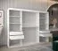 250 cm breiter Schiebetürenschrank mit 3 Türen | 10 Fächer | 2 Kleiderstangen | Farbe: Weiß Abbildung