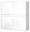 Schwebetürenschrank / Kleiderschrank Siumu 07, Farbe: Weiß / Weiß Hochglanz - 224 x 230 x 61 cm (H x B x T)
