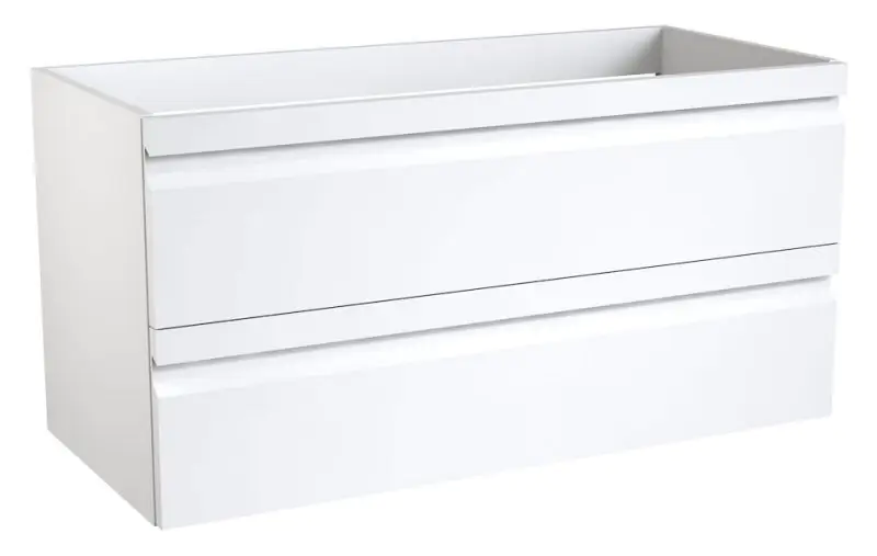 Waschtischunterschrank Bikaner 05 mit Siphonausschnitt, Farbe: Weiß glänzend – 50 x 99 x 45 cm (H x B x T)