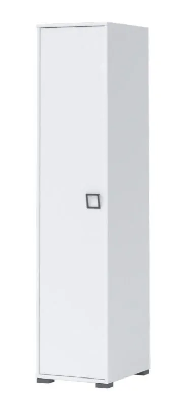 Schmaler 44 cm breiter Kleiderschrank mit 1 Tür | Kleiderstange | Farbe: Weiß Abbildung