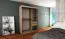 150 cm breiter Schiebetürenschrank mit 2 Türen | 5 Fächer | 2 Kleiderstangen | Farbe: Schwarz Abbildung
