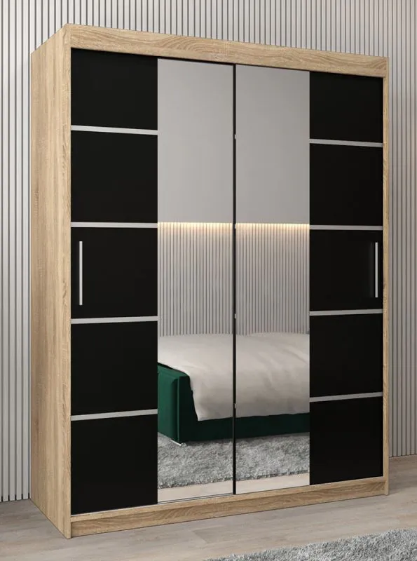150 cm breiter Kleiderschrank mit 2 Türen | 5 Fächer | Farbe: Sonoma Eiche Abbildung