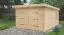 Holzgarage T19 - 44 mm Blockbohlenhaus, Grundfläche: 21,80 m², Flachdach