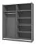 Grauer Schiebetürenschrank mit einer Kleiderstange Kule 02, Kleiderschrank, Farbe: Graphitgrau, sechs Fächer, Maße: 210 x 179 x 62,5 cm, modernes Design