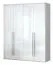 Drehtürenschrank / Kleiderschrank Siumu 23, Farbe: Weiß / Weiß Hochglanz - 224 x 182 x 56 cm (H x B x T)