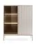 Vitrine mit LED-Beleuchtung, in Kaschmir, 126 x 104 x 39 cm, mit 2 Türen und 6 Fächern, Push-to-open Funktion, ABS-Kanten, elegantes Design mit Glastür