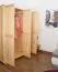 Kleiderschrank | 3 Drehtüren | 4 Fächer | mit Kleiderstange | 133 cm breit | Massivholz | Farbe: Natur Abbildung