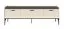Moderner TV-Unterschrank in Creme | 3 Schubladen | Soft Close System | 66 x 201 x 50 cm | Metallbeine | längliche Metallgriffe