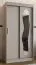 Schiebetürenschrank / Kleiderschrank Lagginhorn 04, Farbe: Kaschmir, 1 Meter breit, zwei Kleiderstangen, fünf Fächer, Aluminiumschienen, eine Spiegeltür