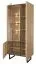 Vitrine Slatina 02, Farbe: Eiche / Schwarz, teilmassiv - Abmessungen: 203 x 91 x 45 cm (H x B x T)