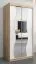 Schiebetürenschrank / Kleiderschrank Robinyera 01 mit Spiegel, Farbe: Eiche Sonoma / Weiß matt - Abmessungen: 200 x 100 x 62 cm ( H x B x T)