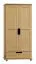 Kleiderschrank | 2 Drehtüren | 1 Schublade | 4 Fächer | mit Kleiderstange | 80 cm breit | Massivholz | Farbe: Natur Abbildung
