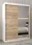 Schiebetürenschrank / Kleiderschrank Bisaurin 3C mit Spiegel, Farbe: Weiß matt / Eiche Sonoma - Abmessungen: 200 x 150 x 62 cm ( H x B x T)