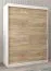 Schiebetürenschrank / Kleiderschrank Jan 03A, Farbe: Weiß matt / Eiche Sonoma - Abmessungen: 200 x 150 x 62 cm ( H x B x T)