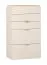 Kommode | Farbe: Beige | Griffe: Eiche | 5 Schubladen | Soft-Close-Funktion | Maße: 75 x 42 x 127,5 cm | asymmetrische Schubladen | kratzfest
