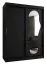 Kleiderschrank / Schiebetürenschrank Lagginhorn 11, Farbe: Schwarz, eine Spiegeltür, 1,5 Meter breit, fünf Fächer, Aluminiumschienen, zwei Kleiderstangen