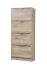 Schuhschrank mit vier Kipptüren Gradide 04, Eiche Grau, ABS-Kanten, acht Fächer, modernes Design, Maße: 155,5 x 67 x 28 cm, Griffe: Grau, für den Vorraum