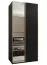 Kleiderschrank / Schiebetürenschrank | 245,5 x 120 x 64 cm | Soft-Close | 6 Fächer | 2 Kleiderstangen | Spiegel | Farbe: Schwarz | 2 Schiebetüren