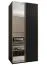 Kleiderschrank / Schiebetürenschrank | 6 Fächer | 2 Schiebetüren | 245,5 x 130 x 64 cm | 2 Kleiderstangen | Soft-Close | Spiegel |Farbe: Schwarz