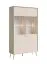 Vitrine | zwei Glaseinlegeböden | Farbe: Beige | 10 Fächer | Griffe & Beine: Gold | Maße: 105,5 x 40,5 x 191 cm | elegantes Design