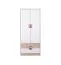 Kinderzimmer - Drehtürenschrank / Kleiderschrank Fabian 01, Farbe: Eiche Hellbraun / Weiß / Rosa - 190 x 80 x 50 cm (H x B x T)