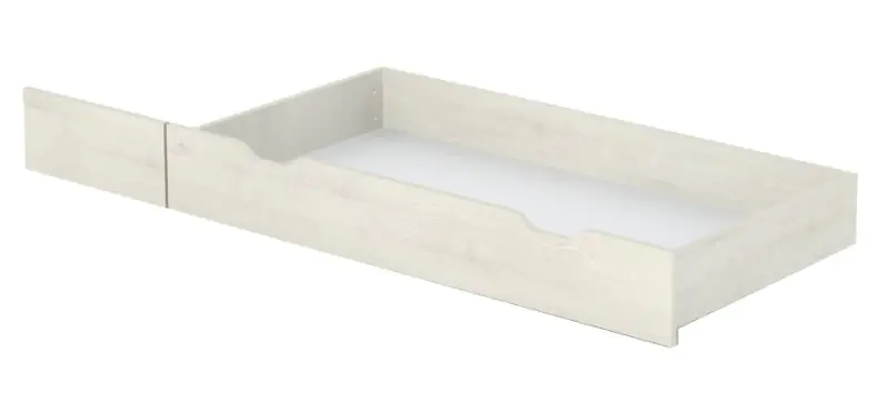 Schublade für Doppelbett, Farbe: Kiefer Weiß - Abmessungen: 21 x 72 x 138 cm (H x B x L)