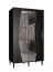 Schiebetürenschrank mit stylischen Spiegel Jotunheimen 172, Farbe: Schwarz - Abmessungen: 208 x 120,5 x 62 cm (H x B x T)