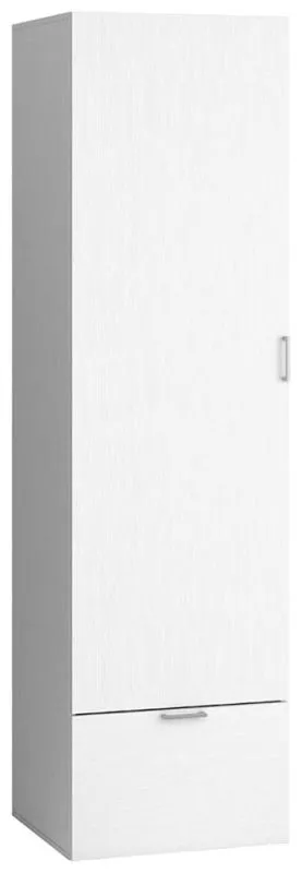 Kleiderschrank | 1 Drehtür | 1 Schublade | 58 cm breit | Farbe: Weiß Abbildung
