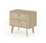 Nachtkommode mit zwei Schubladen Bouzid 05 | Farbe: Eiche Barista | Beine & Griffe: Holz | Maße: 57 x 63 x 38 cm | für Schlafzimmer