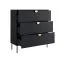 Kommode Amfipoli 10, Soft-Close-Funktion, Farbe: Schwarz mit Holzstruktur, drei Schubladen, Griffe & Beine: Metall, Maße: 100,5 x 100 x 40 cm