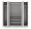 Kleiderschrank | Drehtürenschrank | 4-türig | 200 x 61 x 210 cm | Farbe: Platingrau | 3 Kleiderstangen | 7 Fächer | ABS-Kanten | Edegem 01