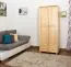 Schmaler Kleiderschrank | 2 Drehtüren | 2 Schubladen | 1 Fach | mit Kleiderstange | 80 cm breit | Massivholz | Farbe: Natur Abbildung
