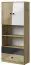 Schrank Sirte 04, Farbe: Eiche / Weiß / Schwarz  Hochglanz - Abmessungen: 190 x 80 x 40 cm (H x B x T)