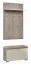 Garderobe mit Sitzbank Sabadell 04, Farbe: Eiche / Beige Hochglanz - 209 x 80 x 38 cm (H x B x T)