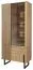 Vitrine Slatina 01, Farbe: Eiche / Schwarz, teilmassiv - Abmessungen: 203 x 91 x 45 cm (H x B x T)