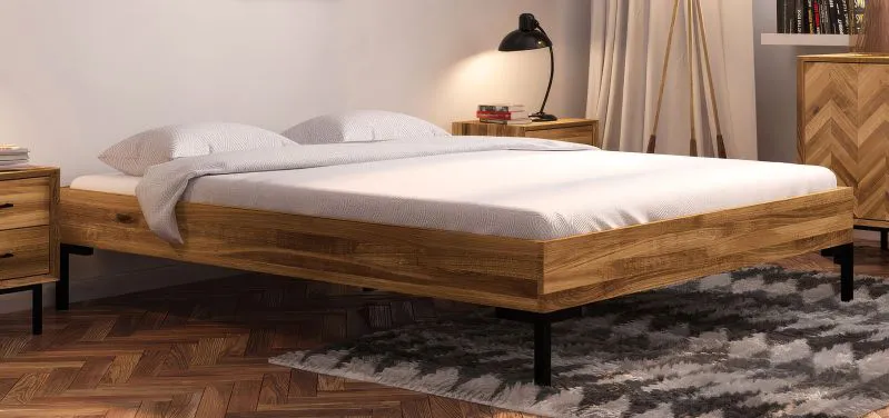 Doppelbett Kumeu 03 Wildeiche massiv geölt - Liegefläche: 160 x 200 cm (B x L)
