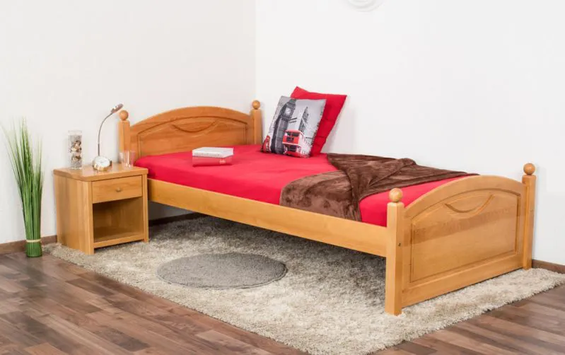 Bettrahmen für Kinder / Kinderbett 100 x 200 cm | Massivholz: Kiefer | Erle Lackiert Abbildung