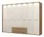 Drehtürenschrank / Kleiderschrank mit LED-Rahmen Gataivai 60, Farbe: Beige Hochglanz / Walnuss - Abmessungen: 224 x 272 x 56 cm (H x B x T)