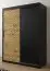 Eleganter Kleiderschrank Mulhacen 17, Farbe: Schwarz matt / Eiche Artisan - Abmessungen: 200 x 150 x 62 cm (H x B x T), mit genügend Stauraum