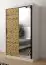 Kleiderschrank mit einen Spiegel Dom 81, Farbe: Weiß matt / Eiche Artisan / Schwarz matt - Abmessungen: 200 x 120 x 62 cm (H x B x T), mit fünf Fächern
